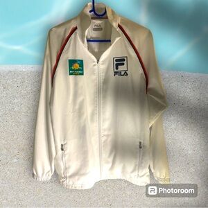 WoMens FILA White BNP Paribas Open Windbreaker Jacket‎ Sz XS 20’ X 28.’ EUC